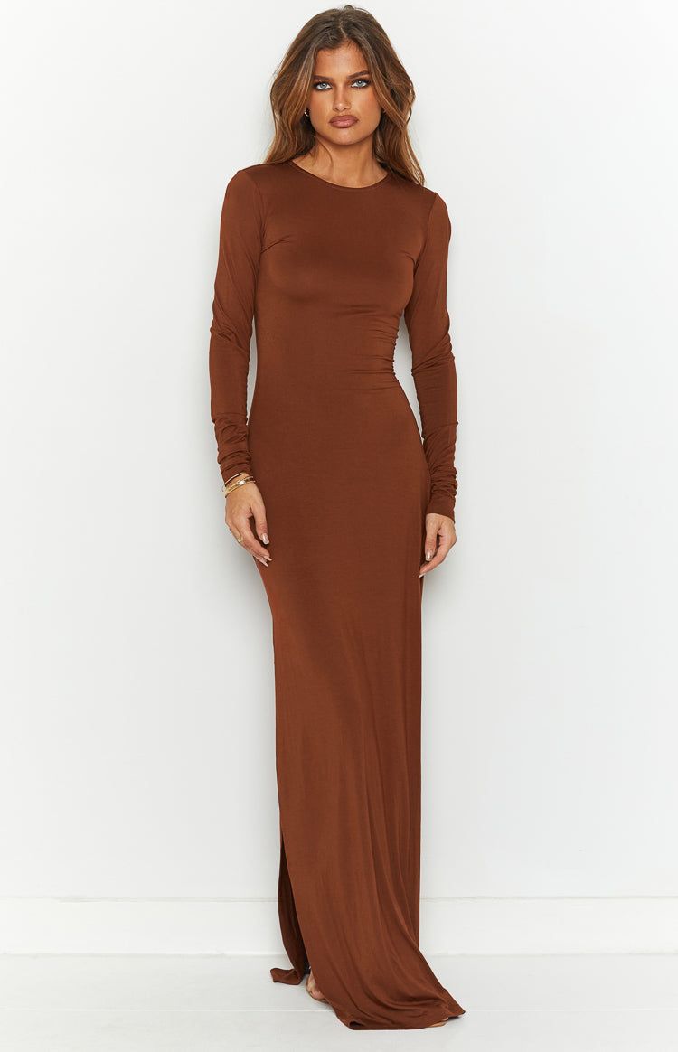Toni Brown Long Sleeve Maxi Dress sold by Beginning Boutique product image thumbnail 5