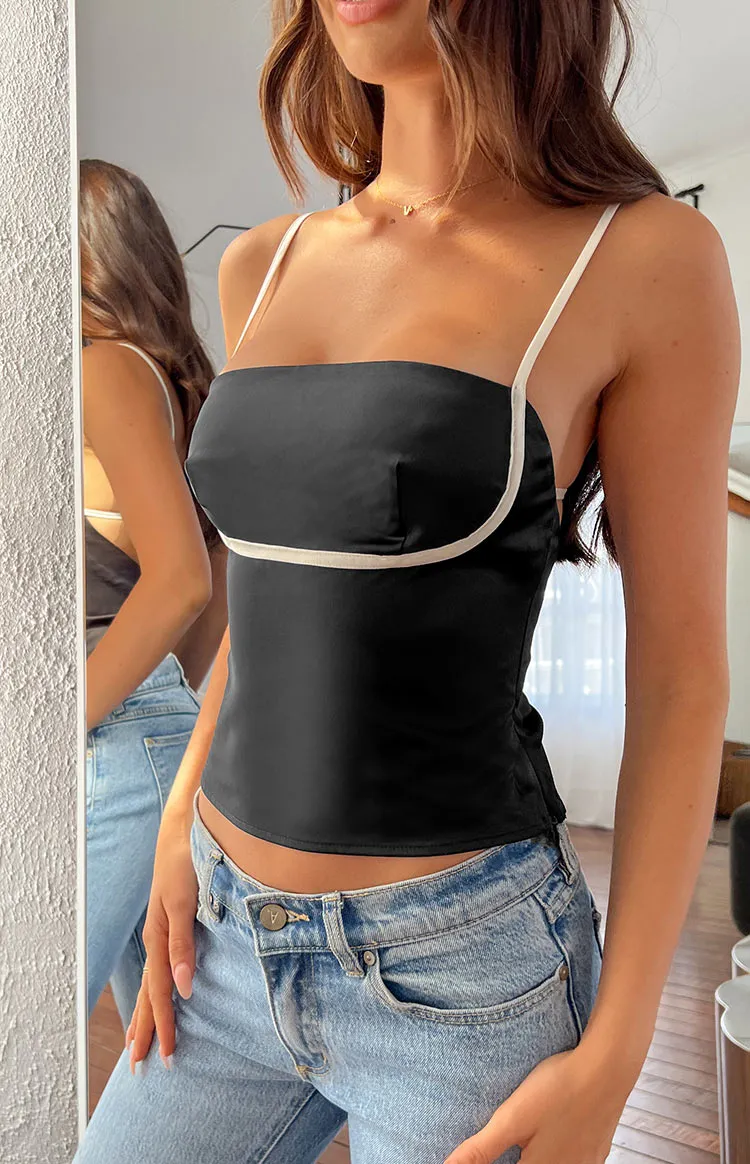 Tamra Black Low Back Top sold by Beginning Boutique
