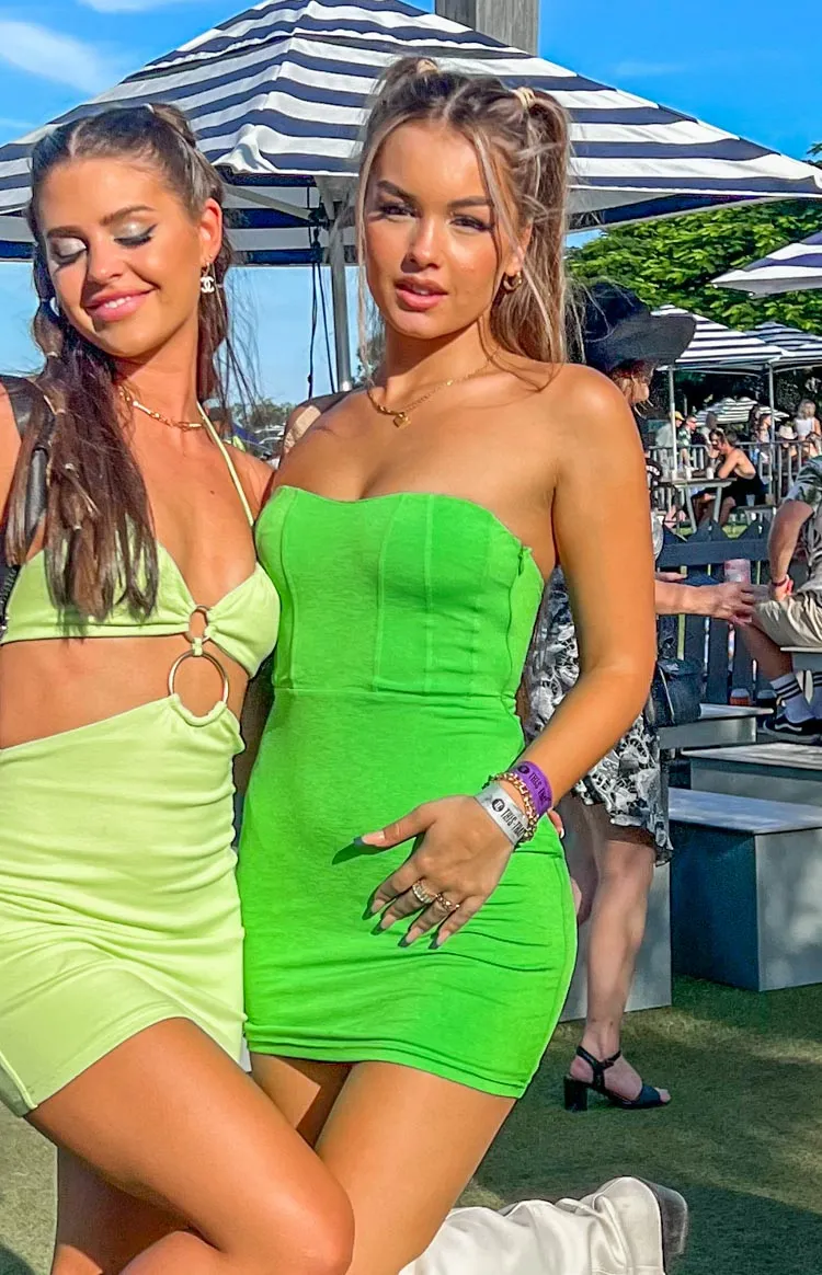 Adored Green Strapless Mini Dress sold by Beginning Boutique product image thumbnail 2