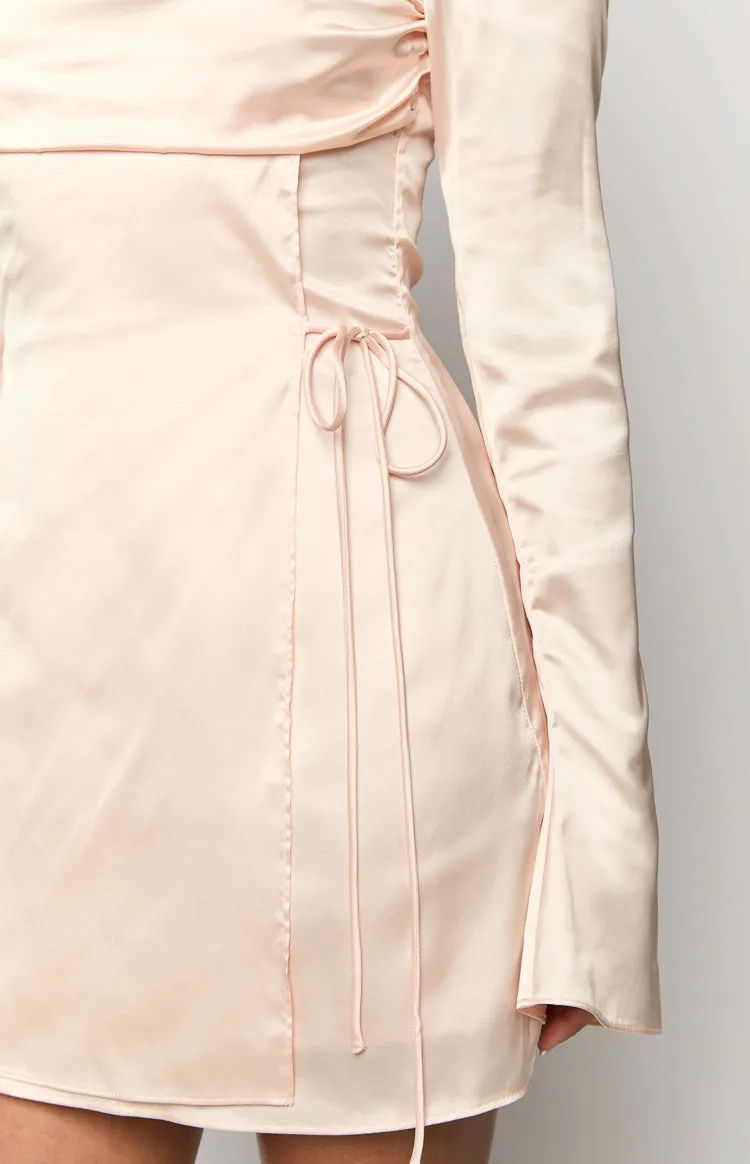 Lucy Cream Satin Long Sleeve Mini Dress sold by Beginning Boutique product image thumbnail 5