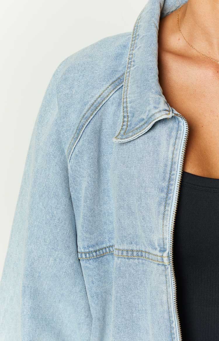 Sally Light Wash Oversized Denim Jacket sold by Beginning Boutique product image thumbnail 6