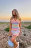 Cloud Nine Halter Mini Dress Rainbow sold by Beginning Boutique