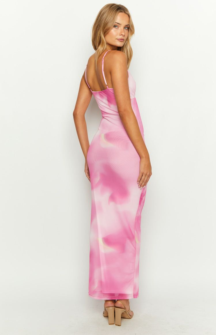 Tulsa Pink Print Mesh Midi Dress sold by Beginning Boutique product image thumbnail 5