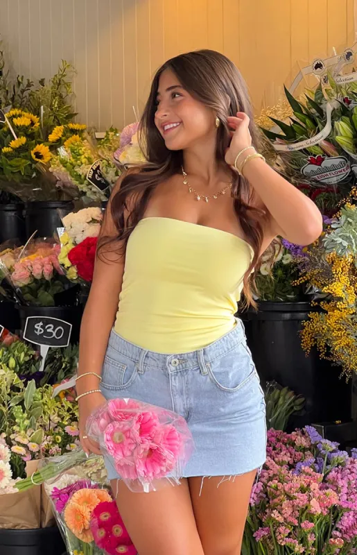 Daisy Yellow Tube Top sold by Beginning Boutique
