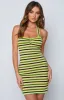 Juliette Striped Halter Dress Green sold by Beginning Boutique