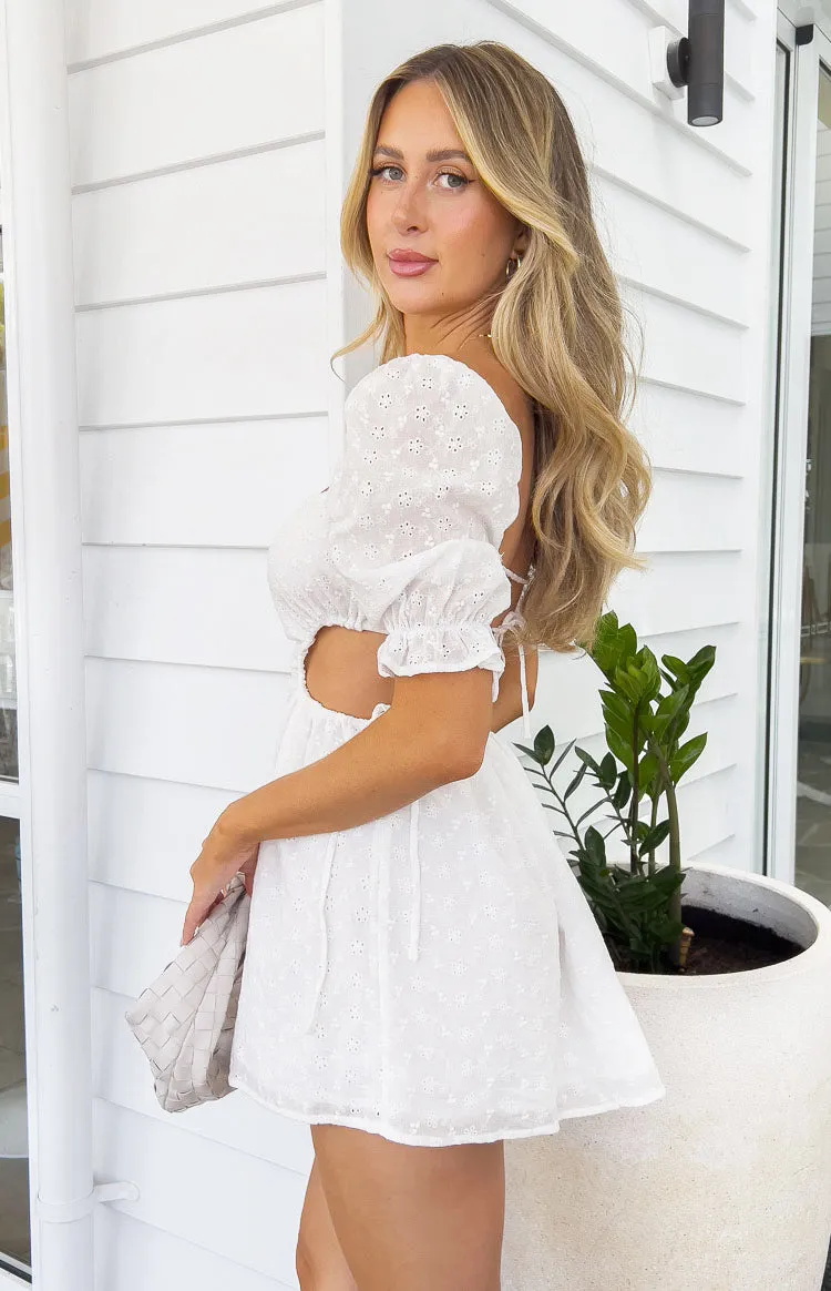 Leana White Broderie Mini Dress sold by Beginning Boutique product image thumbnail 4