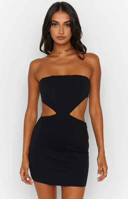 Meryl Black Mini Dress sold by Beginning Boutique