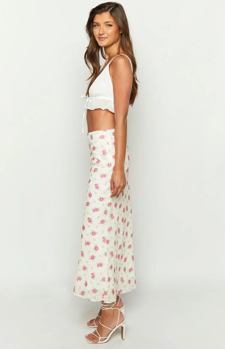 Esme White Floral Print Maxi Skirt sold by Beginning Boutique product image thumbnail 4