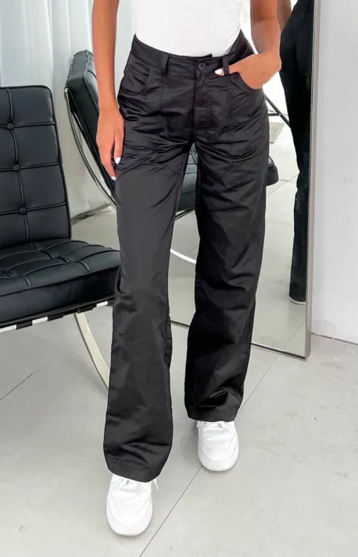 Hartley Black Nylon Pants sold by Beginning Boutique