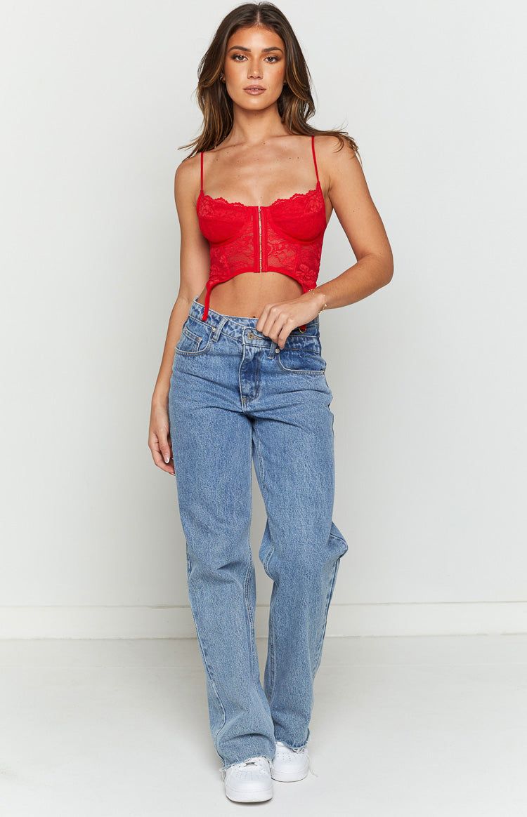 Beckster Red Garter Corset Top sold by Beginning Boutique product image thumbnail 5