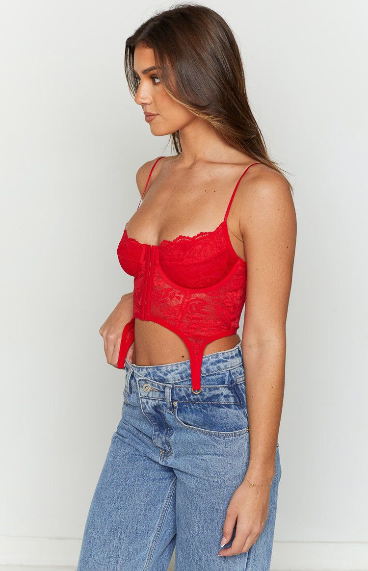 Beckster Red Garter Corset Top sold by Beginning Boutique product image thumbnail 3