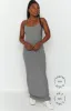 Melrose Grey Maxi Dress sold by Beginning Boutique