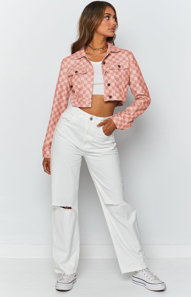 Alternator Check Cropped Jacket Pink sold by Beginning Boutique product image thumbnail 5