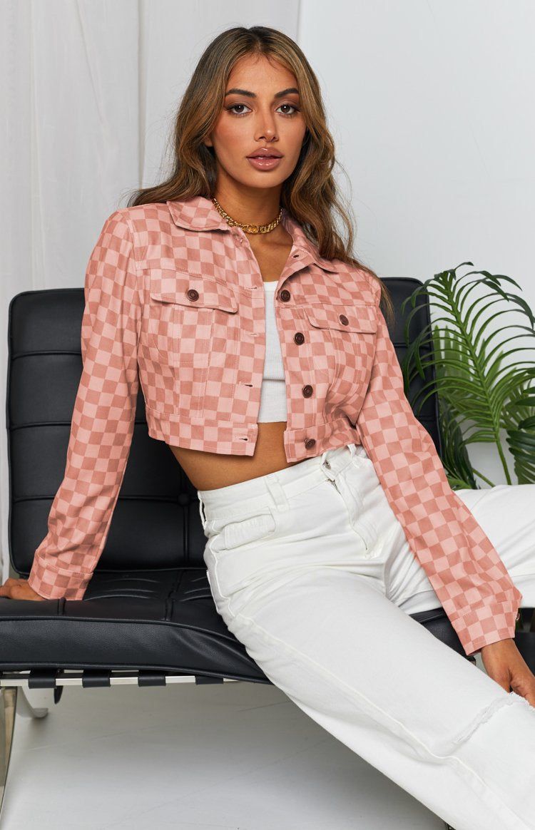 Alternator Check Cropped Jacket Pink sold by Beginning Boutique product image thumbnail 9