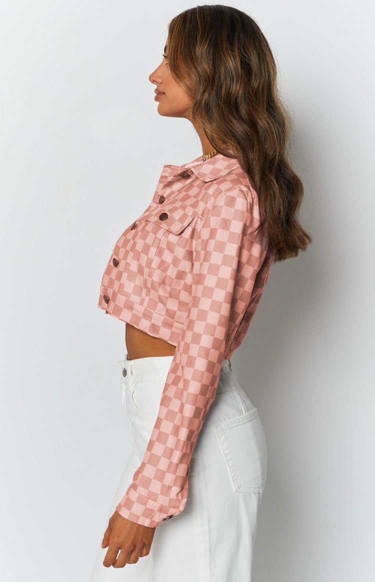 Alternator Check Cropped Jacket Pink sold by Beginning Boutique product image thumbnail 6