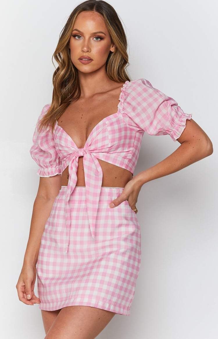 Saturn Mini Skirt Pink Gingham sold by Beginning Boutique product image thumbnail 3