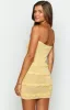 Hazeley Yellow Strapless Mini Dress sold by Beginning Boutique