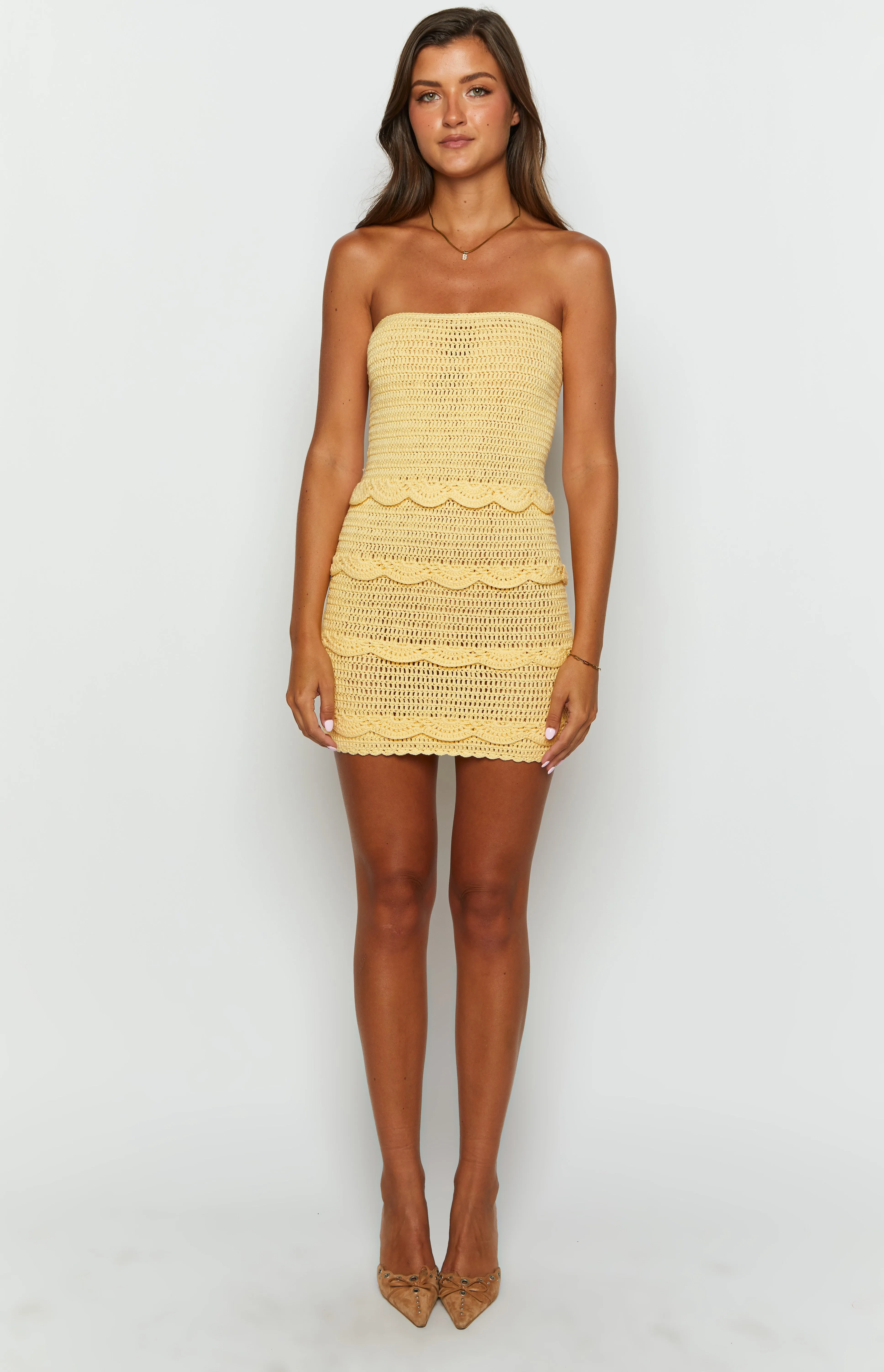 Hazeley Yellow Strapless Mini Dress sold by Beginning Boutique product image thumbnail 2