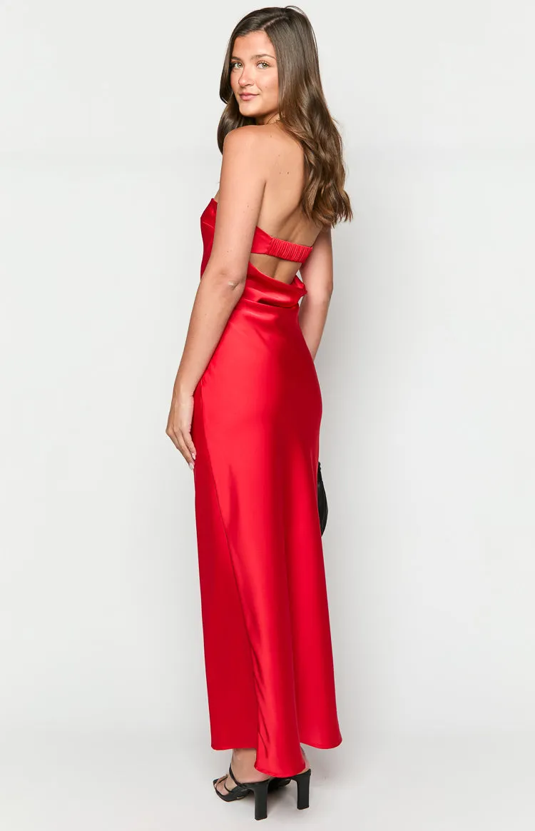 Cassander Red Strapless Maxi Dress sold by Beginning Boutique product image thumbnail 5