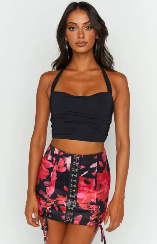 Lioness Infatuation Mini Skirt Red Floral sold by Beginning Boutique