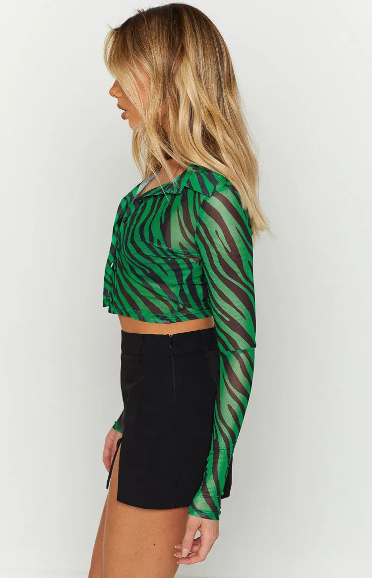 Lilliana Green Print Mesh Shirt sold by Beginning Boutique product image thumbnail 3