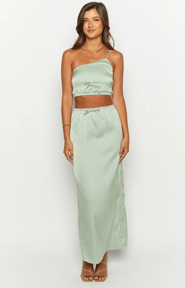 Lala Sage Satin Crop Top sold by Beginning Boutique product image thumbnail 3