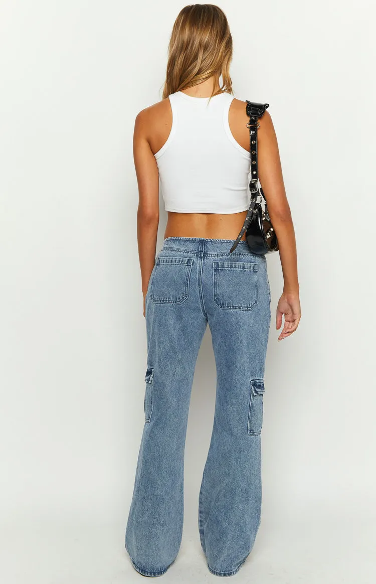 Oliver Mid Wash Low Waist Wide Leg Jeans sold by Beginning Boutique product image thumbnail 5