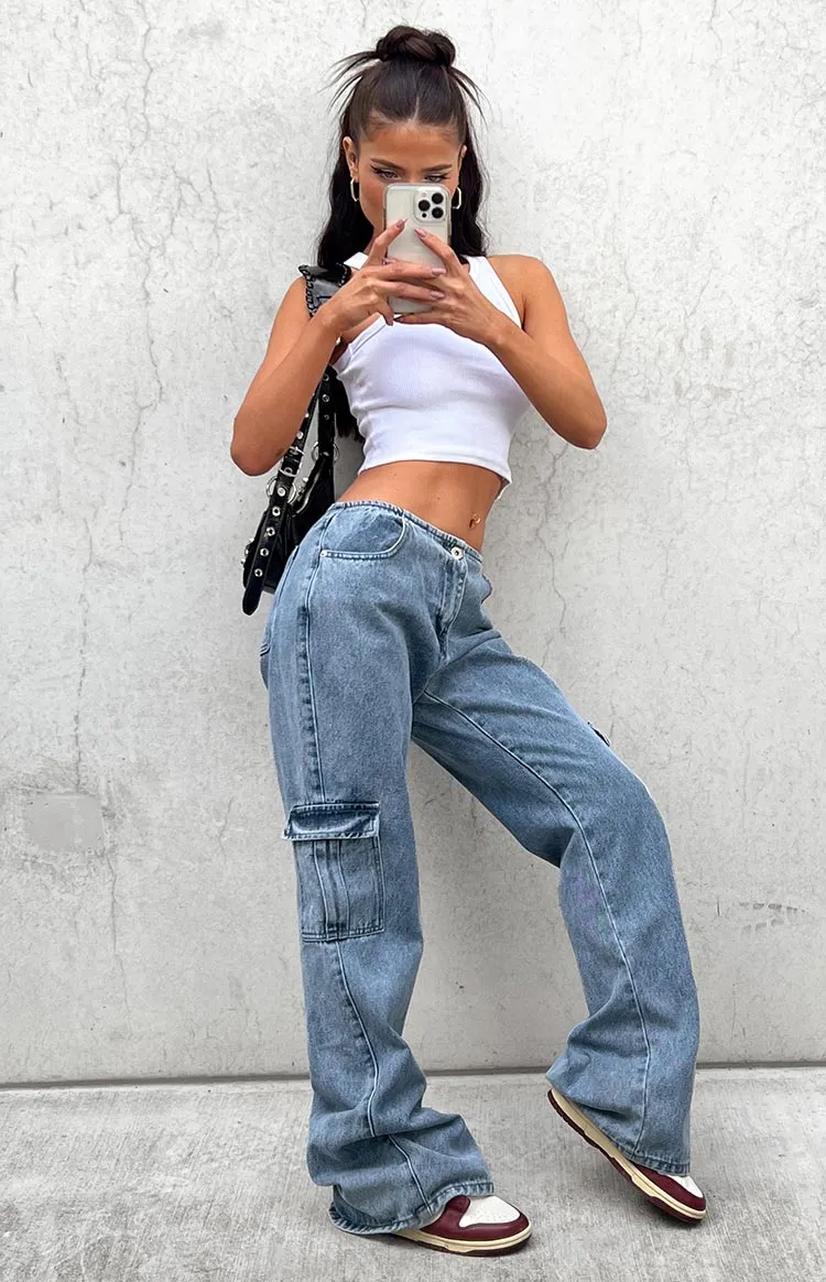 Oliver Mid Wash Low Waist Wide Leg Jeans sold by Beginning Boutique