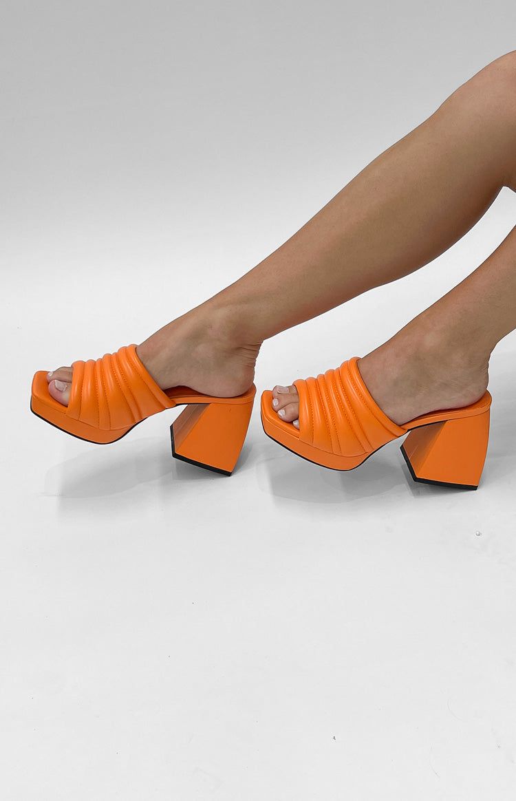 Therapy Euphoria Tangerine Platform Heels sold by Beginning Boutique