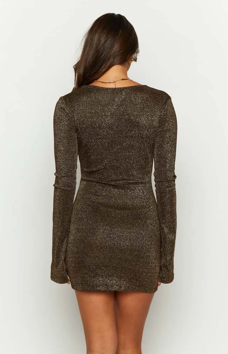 Good Energy Bronze Long Sleeve Mini Dress sold by Beginning Boutique product image thumbnail 3