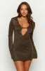 Good Energy Bronze Long Sleeve Mini Dress sold by Beginning Boutique