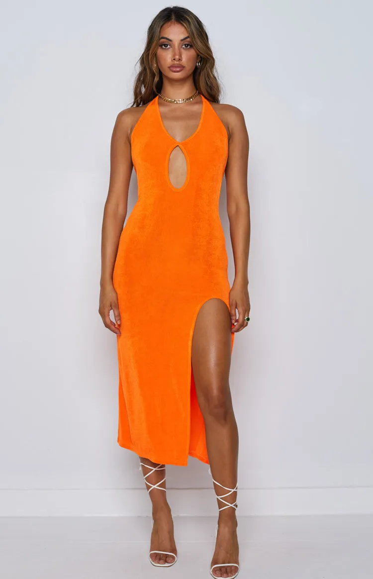 Helena Midi Dress Orange sold by Beginning Boutique