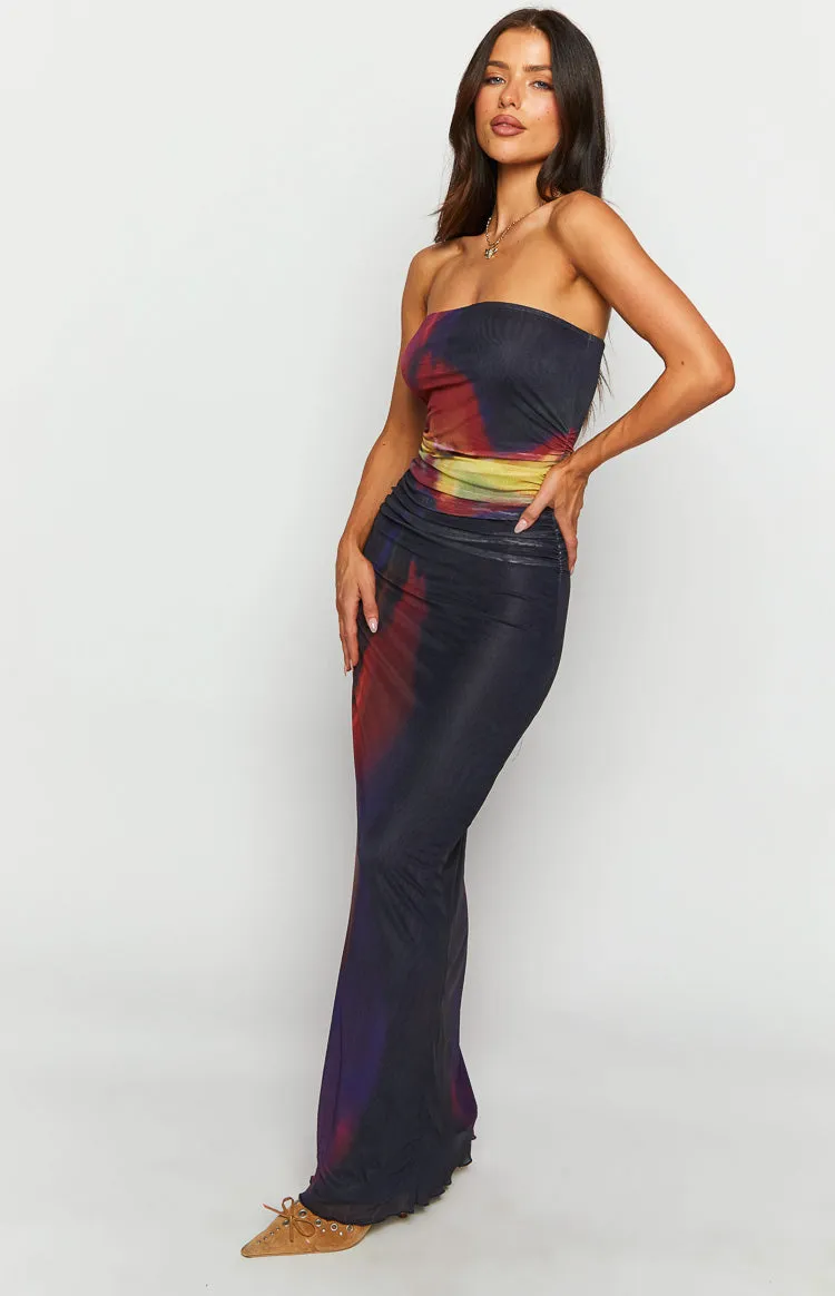 Imogen Black Blurred Tulip Print Maxi Dress sold by Beginning Boutique product image thumbnail 4