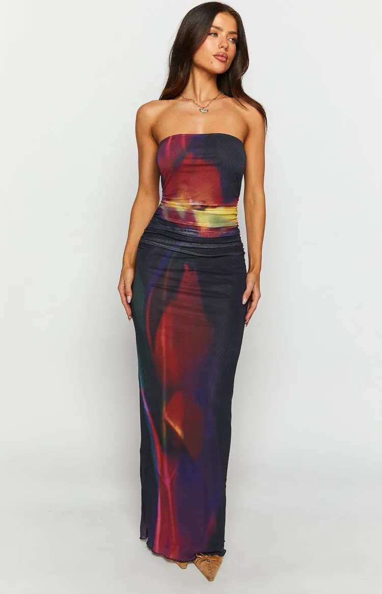 Imogen Black Blurred Tulip Print Maxi Dress sold by Beginning Boutique product image thumbnail 2