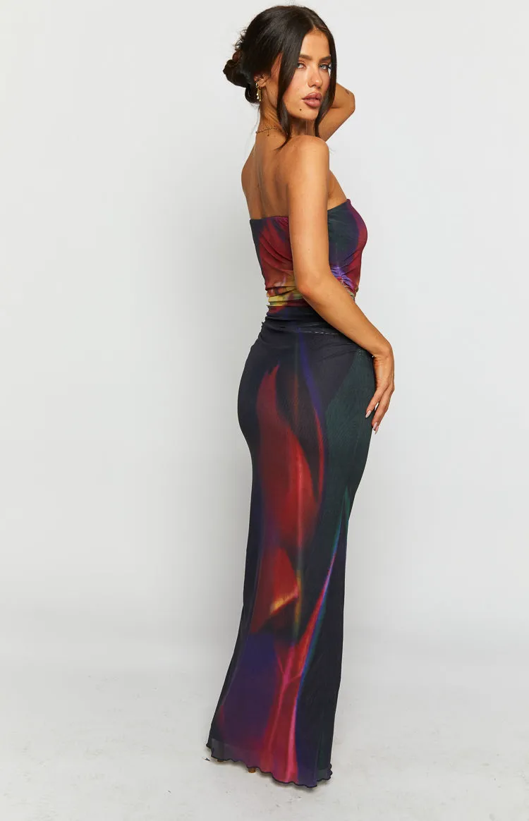 Imogen Black Blurred Tulip Print Maxi Dress sold by Beginning Boutique product image thumbnail 5