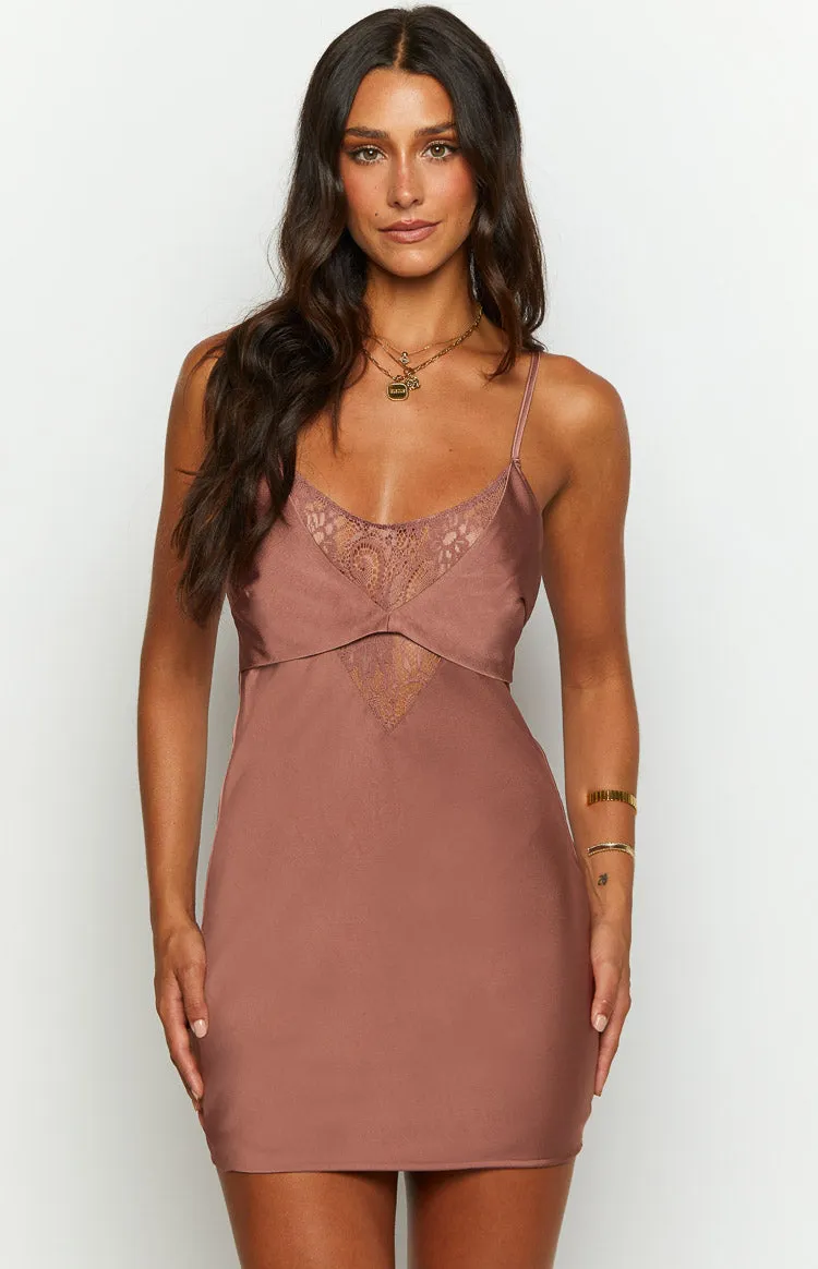 Clarissa Brown Slip Mini Dress sold by Beginning Boutique product image thumbnail 3