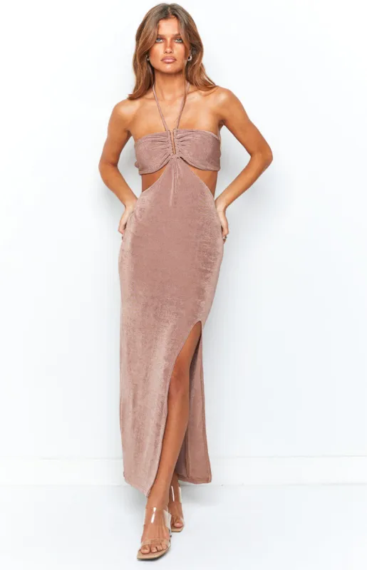 Miranda Brown Midi Dress sold by Beginning Boutique