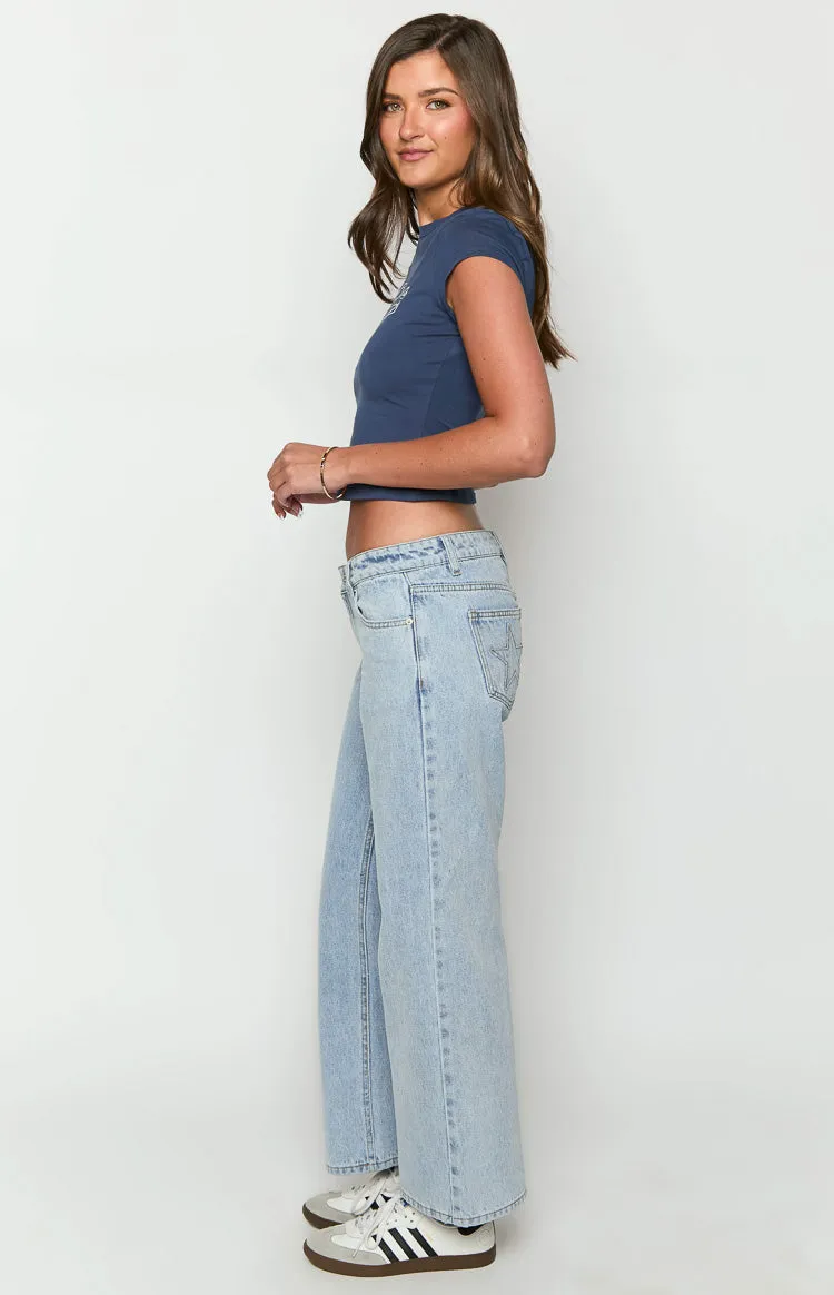 Clara Star Light Wash Denim Low Rise Jeans sold by Beginning Boutique product image thumbnail 4