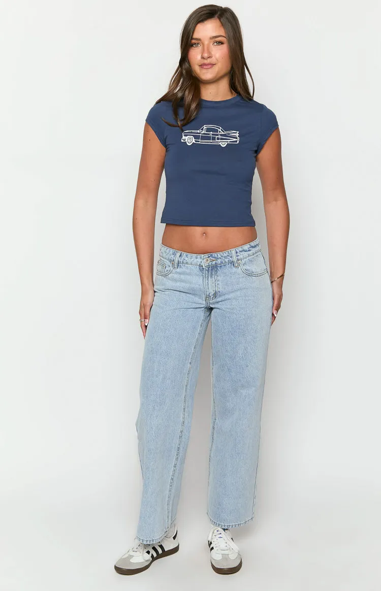 Clara Star Light Wash Denim Low Rise Jeans sold by Beginning Boutique product image thumbnail 2