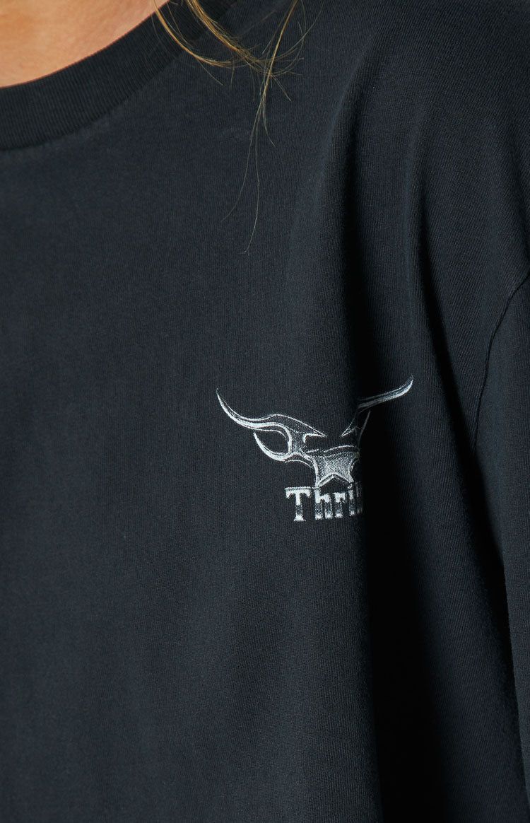 Thrills Iron Eagle LS Merch Twilight Black Super Crop Tee sold by Beginning Boutique product image thumbnail 6