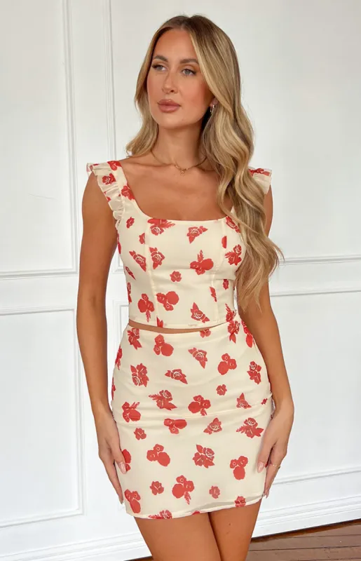 Rachel Rosie Cream Mini Skirt sold by Beginning Boutique