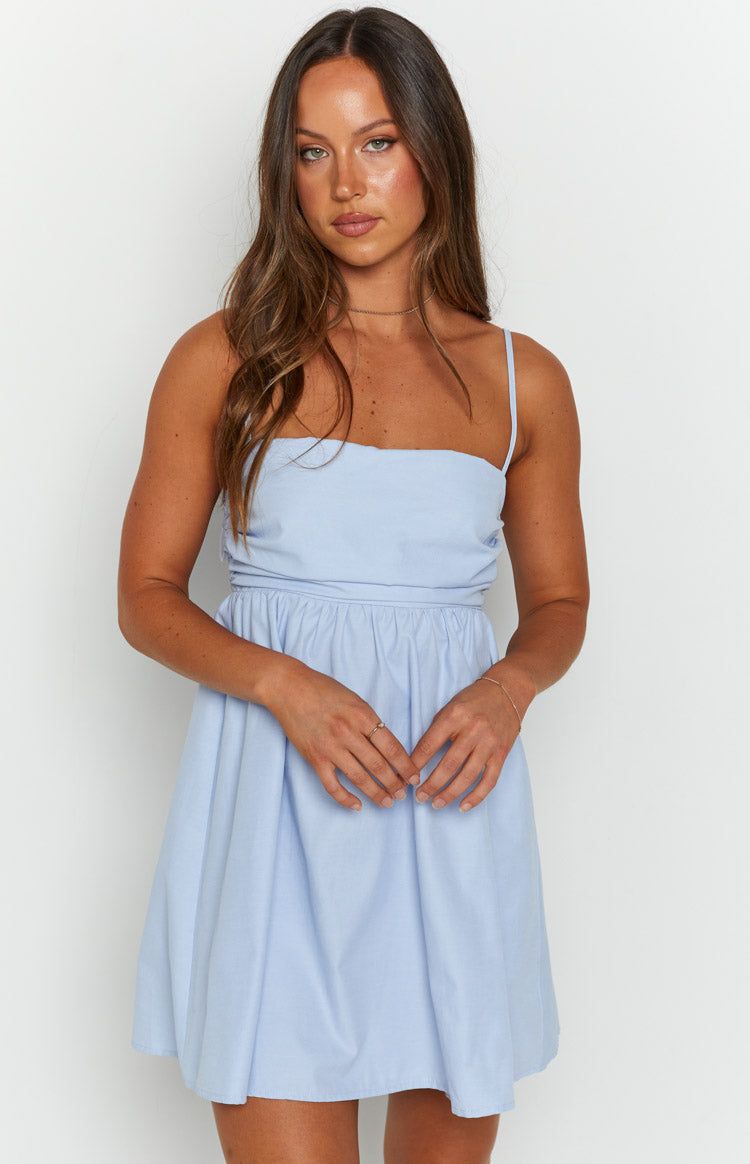 Bodie Blue Babydoll Mini Dress sold by Beginning Boutique