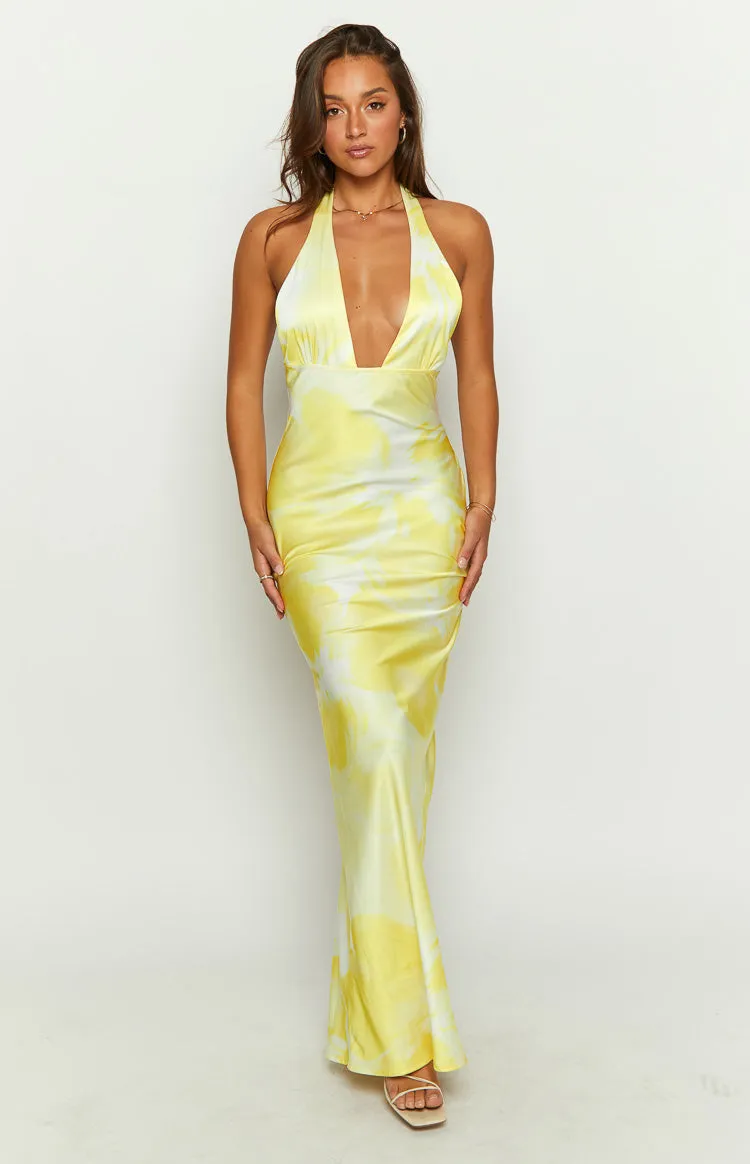 Lyra Yellow Halter Neck Maxi Dress sold by Beginning Boutique product image thumbnail 3