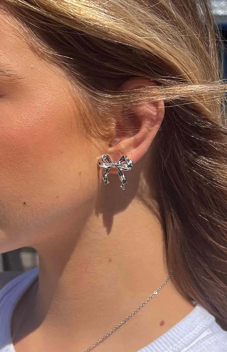 Calista Silver Bow Earrings sold by Beginning Boutique product image thumbnail 2