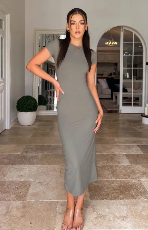 Celine Grey Midi Dress sold by Beginning Boutique