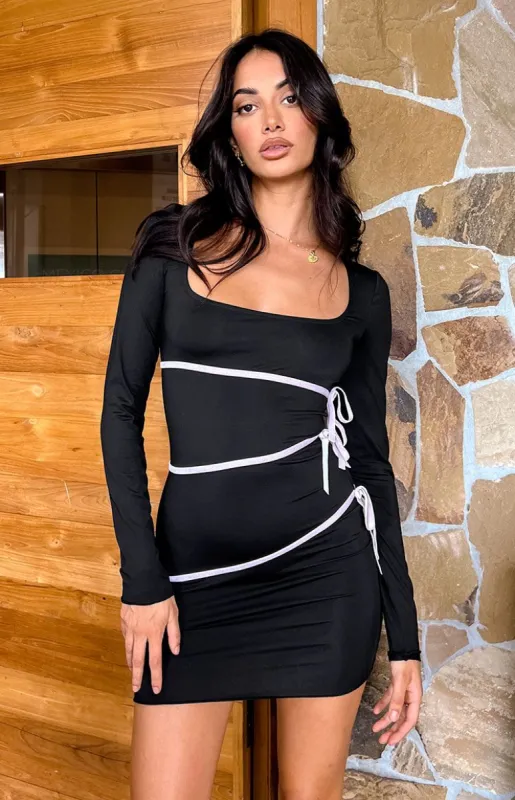 Elliette Black Bow Mini Party Dress sold by Beginning Boutique