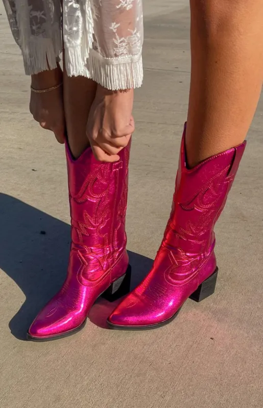 Therapy Ranger Metallic Pink Cowboy Boots sold by Beginning Boutique