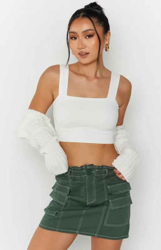 Alex Green Cargo Mini Skirt sold by Beginning Boutique