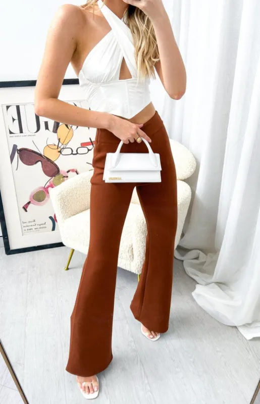 Eve Pants Brown sold by Beginning Boutique