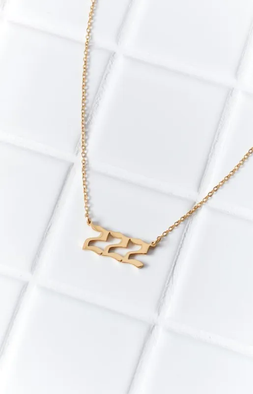 222 Gold Angel Number Necklace sold by Beginning Boutique